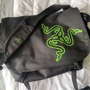 Black Green Razer Gamer Crossbody Computer Bag